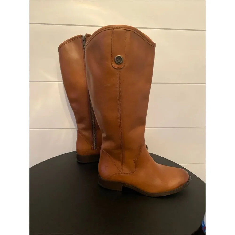 NEW $370 FRYE Marissa Medallion BUTTON MODERNIZIED ZIP BOOT COGNAC 6.5 (ME5) - Picture 5 of 9